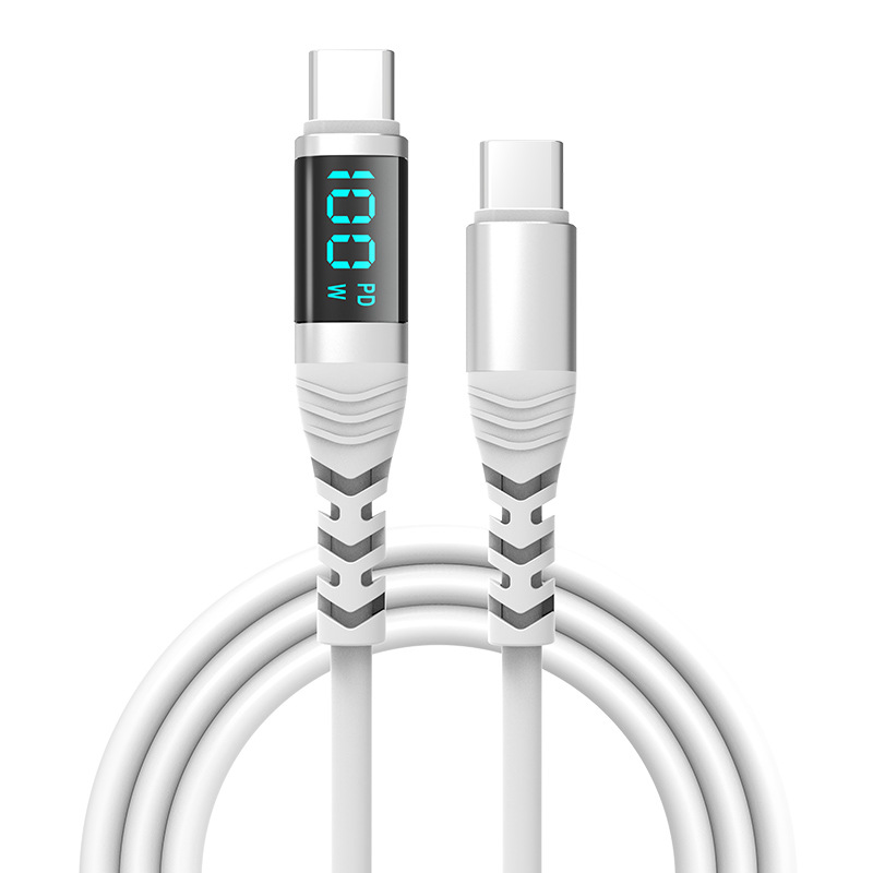 100W USB-C Fast Charging Cable LED Digital Display PD Type-C Charger Cord