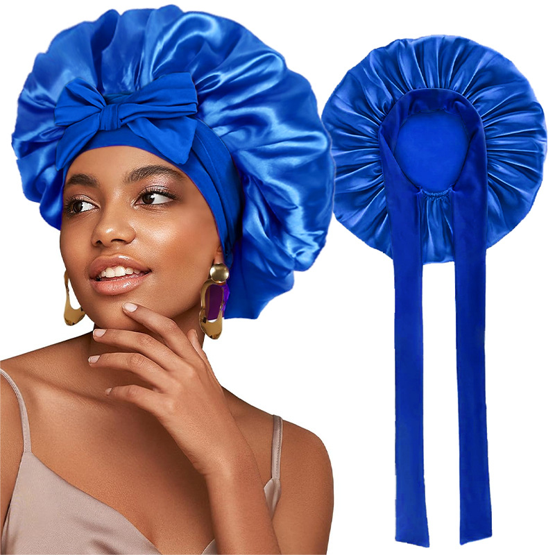 Elastic Ribbon Satin Nightcap Adjustable Smooth Wide Edge Sleep