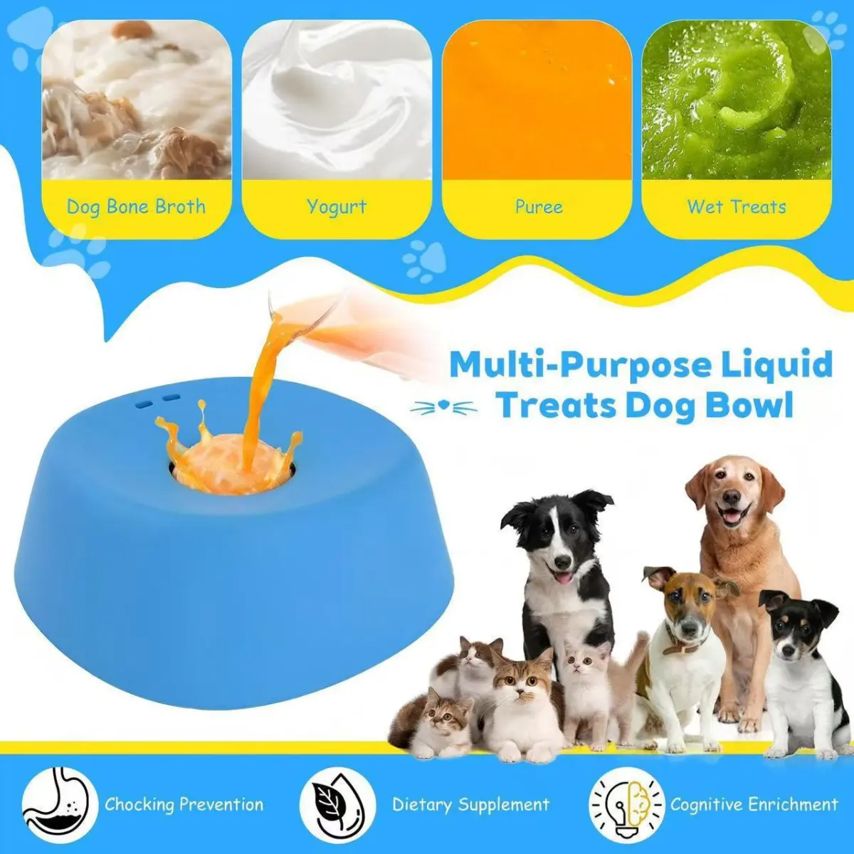 Slow Feeder Dog Bowl with Non-Slip Ball