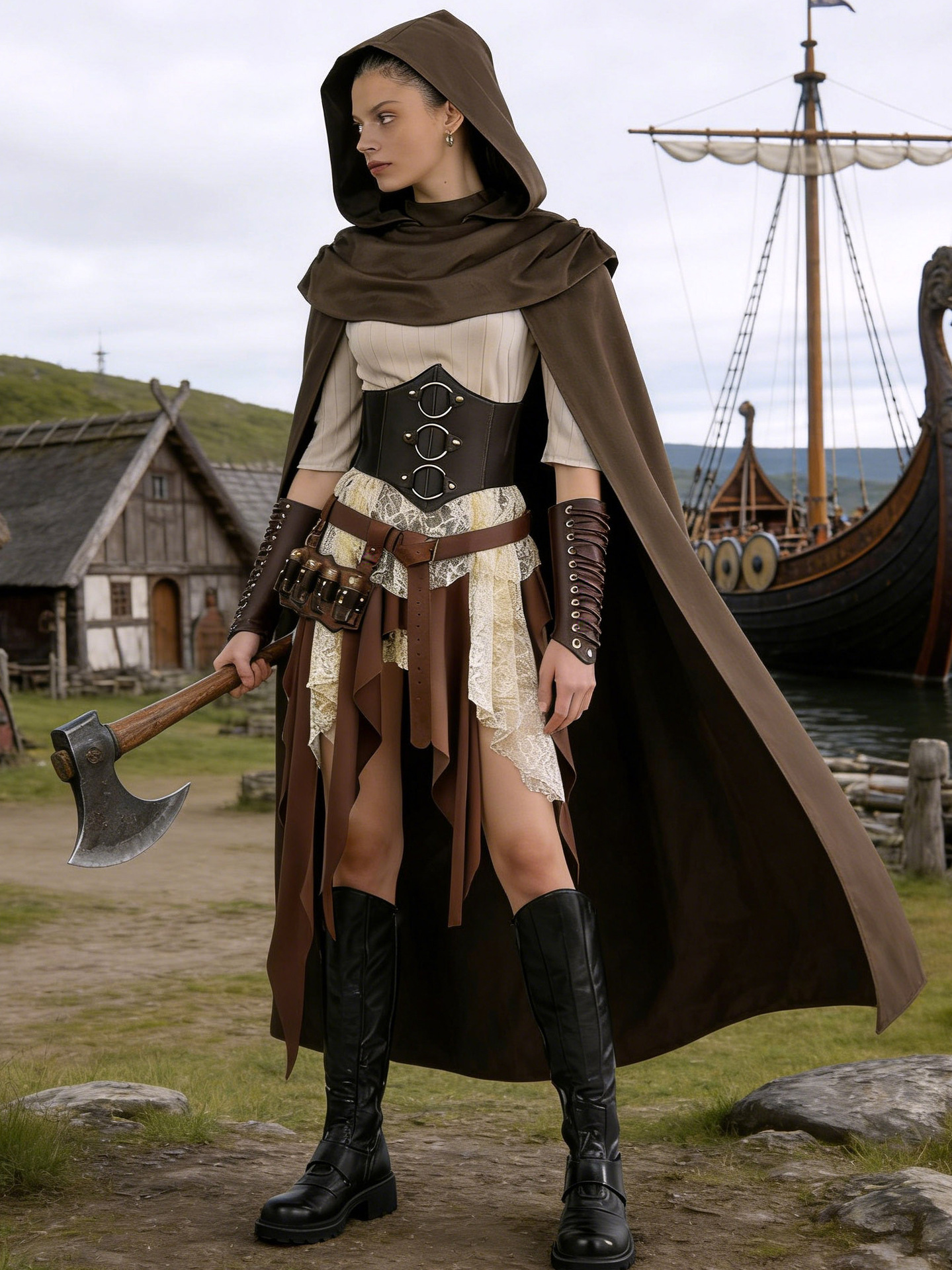 Halloween Viking Warrior Costume and Accessories - Polyester - product details