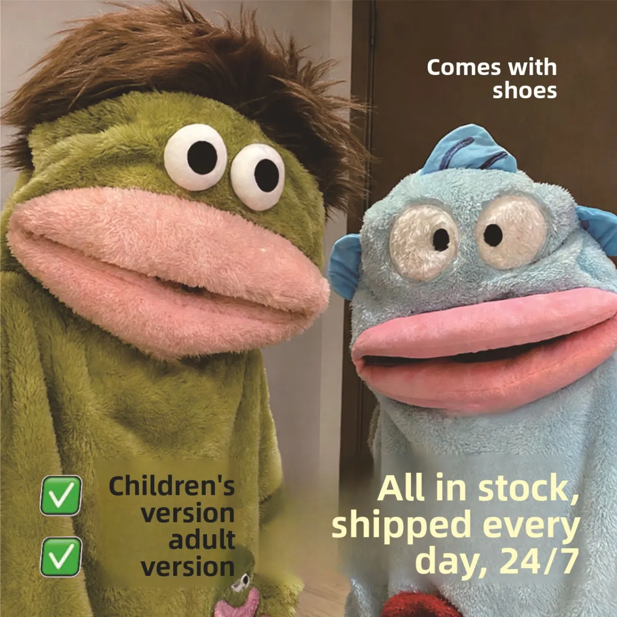 Cartoon Monster Print Kids Fleece Pajamas