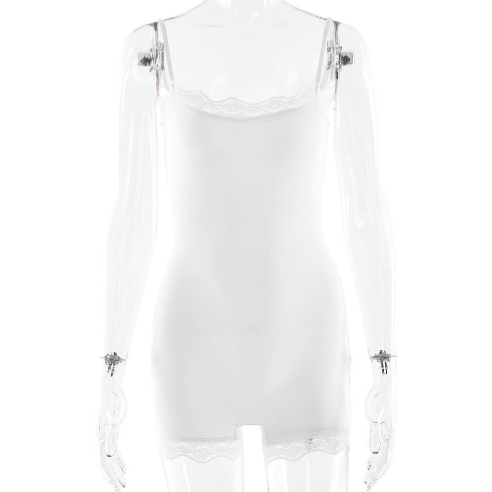 Adjustable Strap Lace Trim Milk Silk Jumpsuit 22