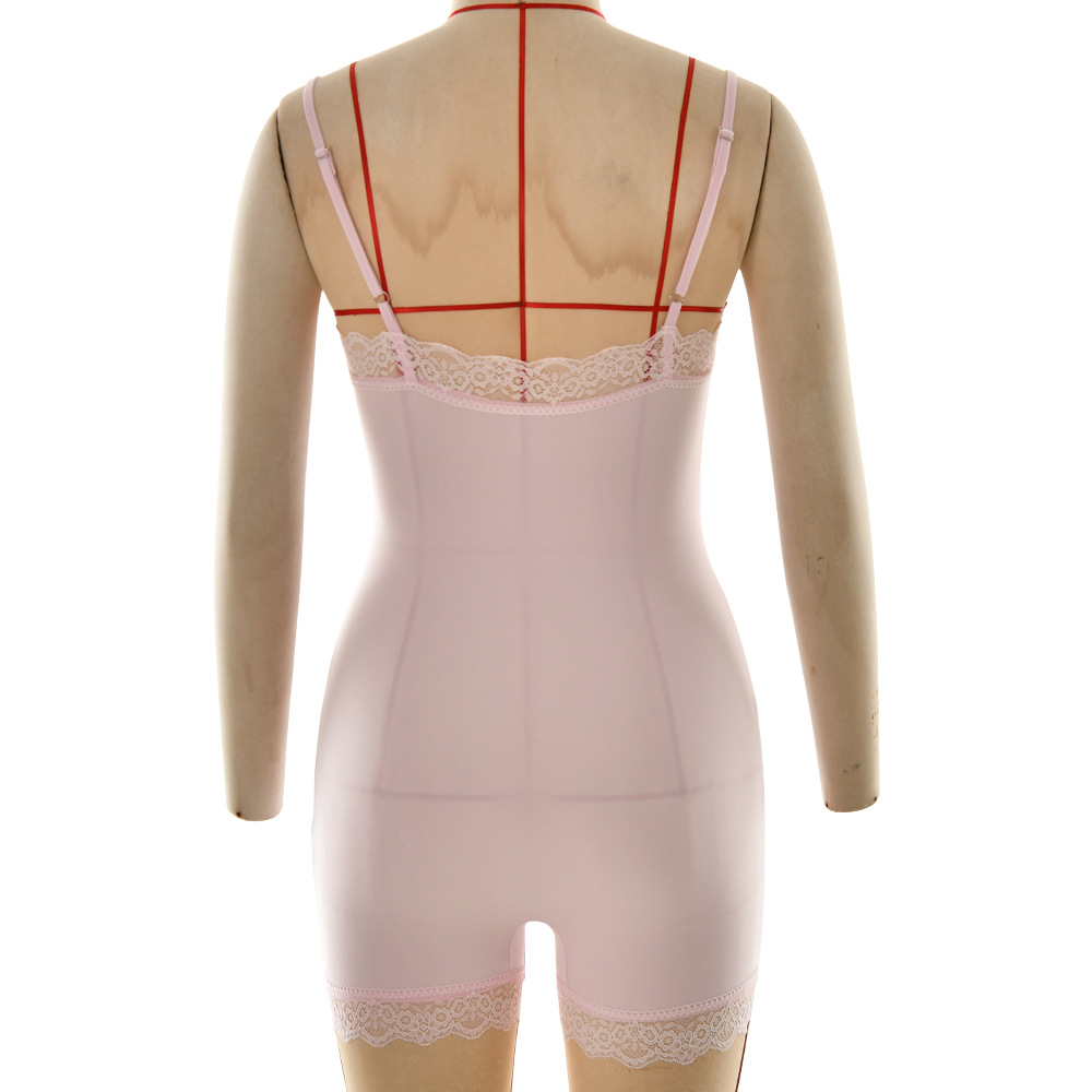 Adjustable Strap Lace Trim Milk Silk Jumpsuit 18