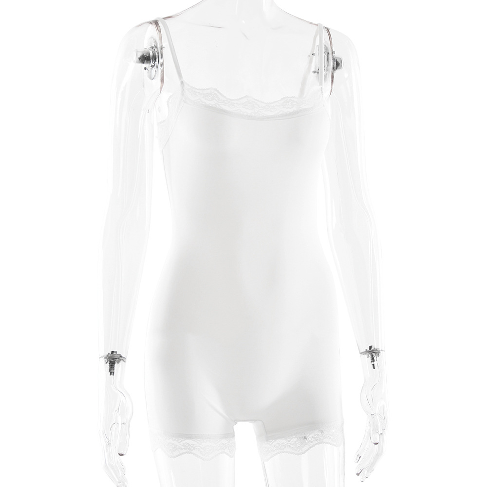 Adjustable Strap Lace Trim Milk Silk Jumpsuit 23