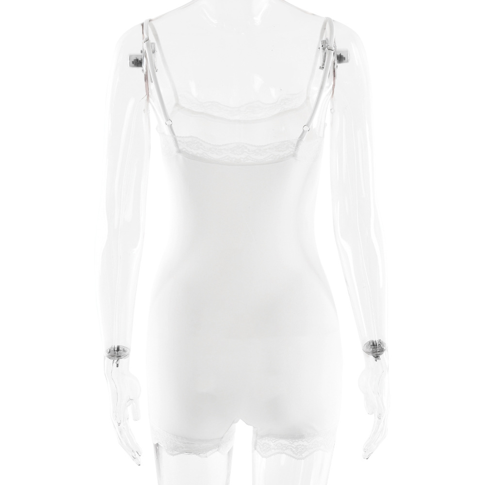 Adjustable Strap Lace Trim Milk Silk Jumpsuit 24