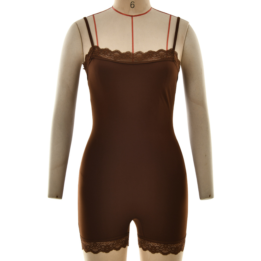 Adjustable Strap Lace Trim Milk Silk Jumpsuit 19