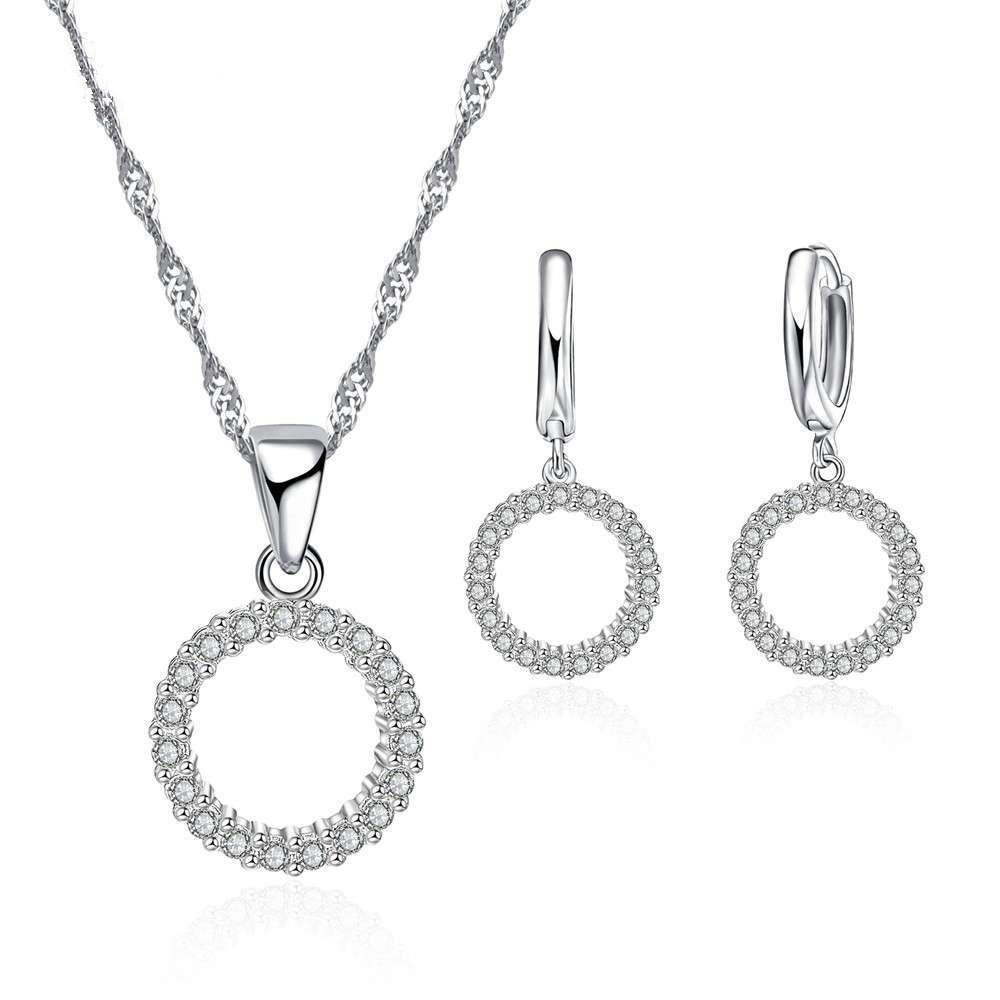 Ethnic Vintage Sterling Silver Cubic Zirconia Necklace and Earrings Jewelry Set