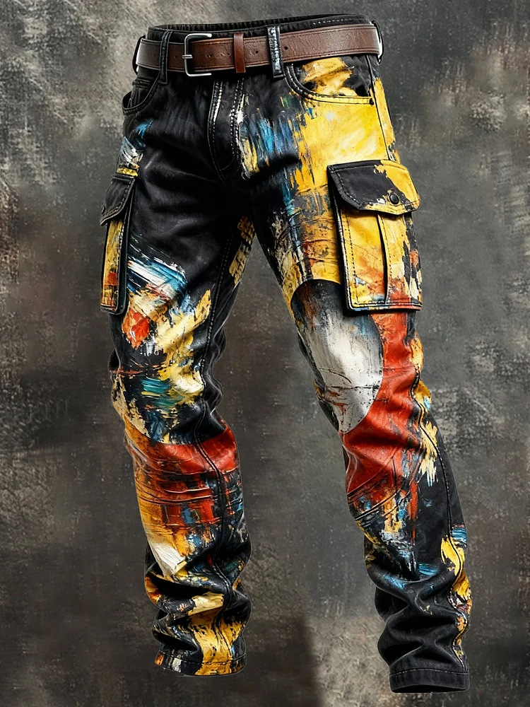 Vintage Denim Cargo Pants for Men