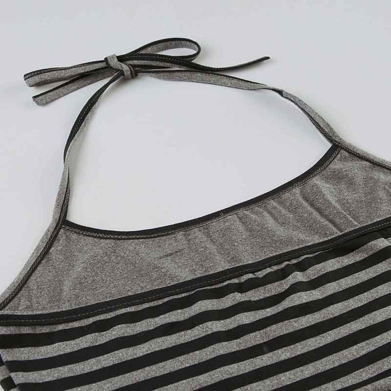 Retro Striped Halter Neck Two-Piece 14