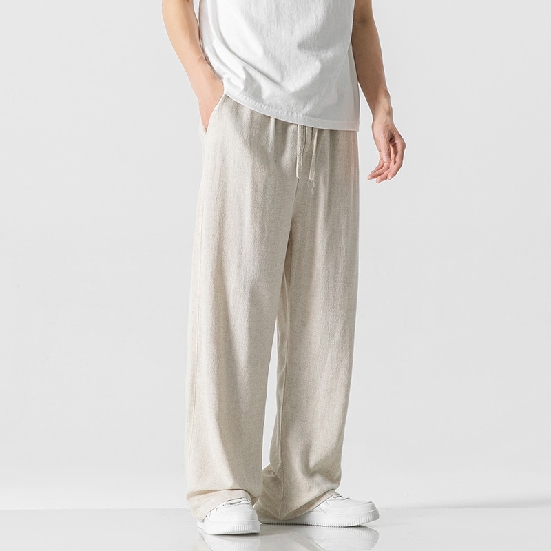 Mens Loose Fit Linen Blend Casual Pants 2