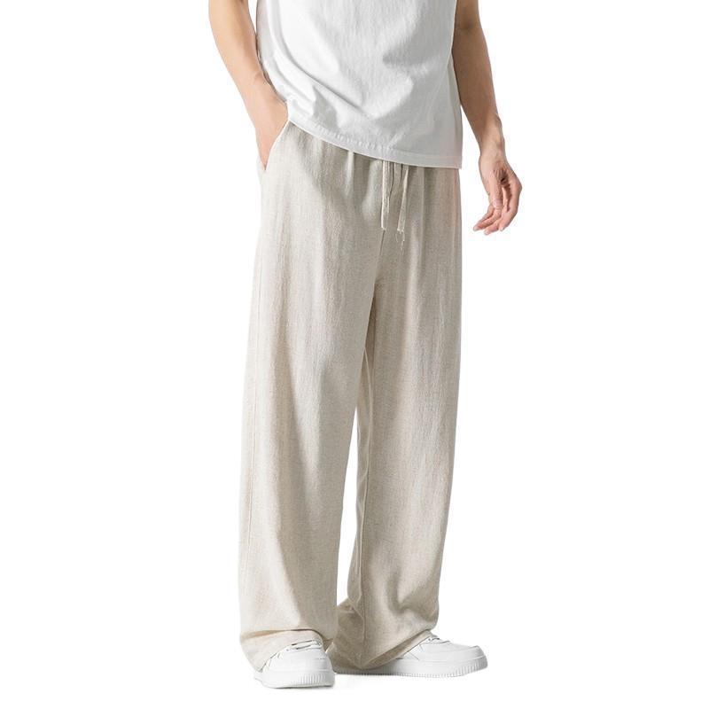 Mens Loose Fit Linen Blend Casual Pants 6