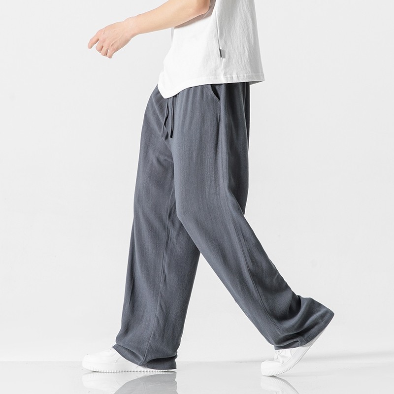 Mens Loose Fit Linen Blend Casual Pants 3