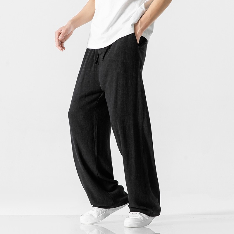 Mens Loose Fit Linen Blend Casual Pants 5