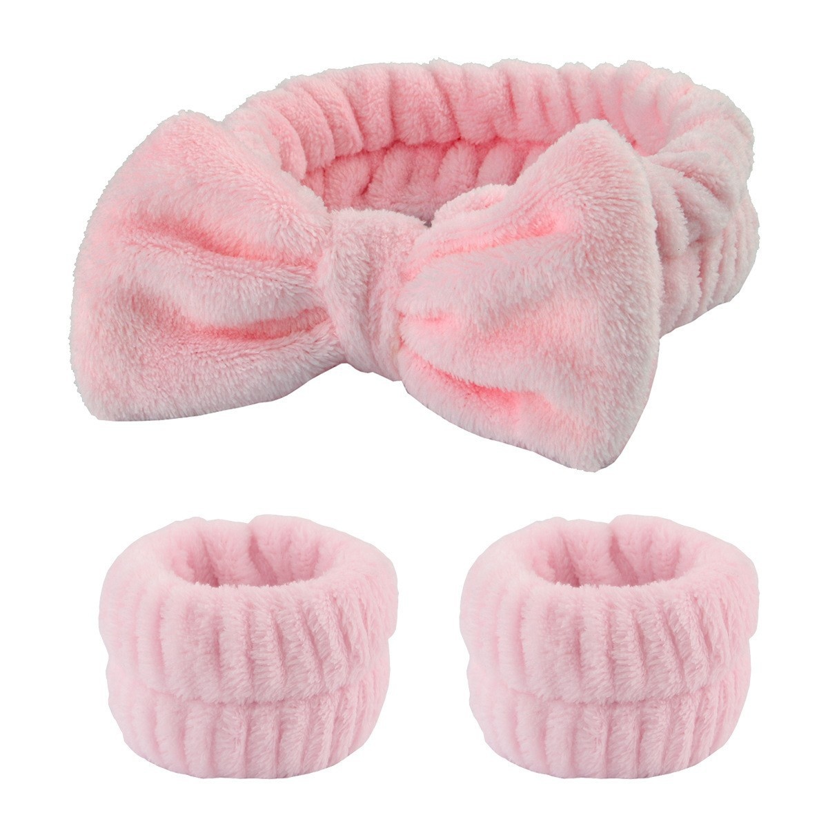 Soft Coral Fleece Hair Wrist Band Set Absorbent Waterproof Spa Plush