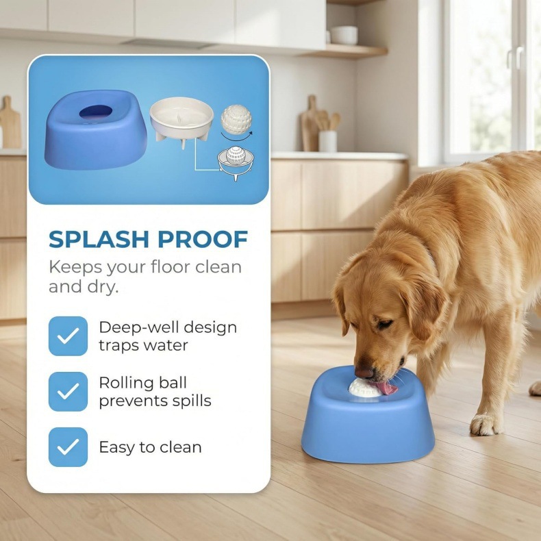 Interactive licking bowl rolling ball slow feeder colour options