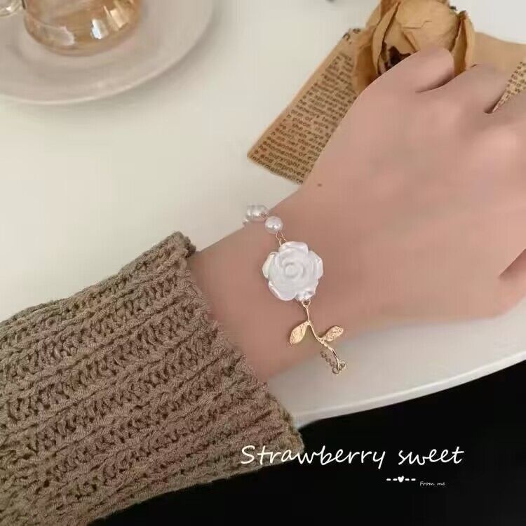 Rose Flower Baroque Pearl Bracelet