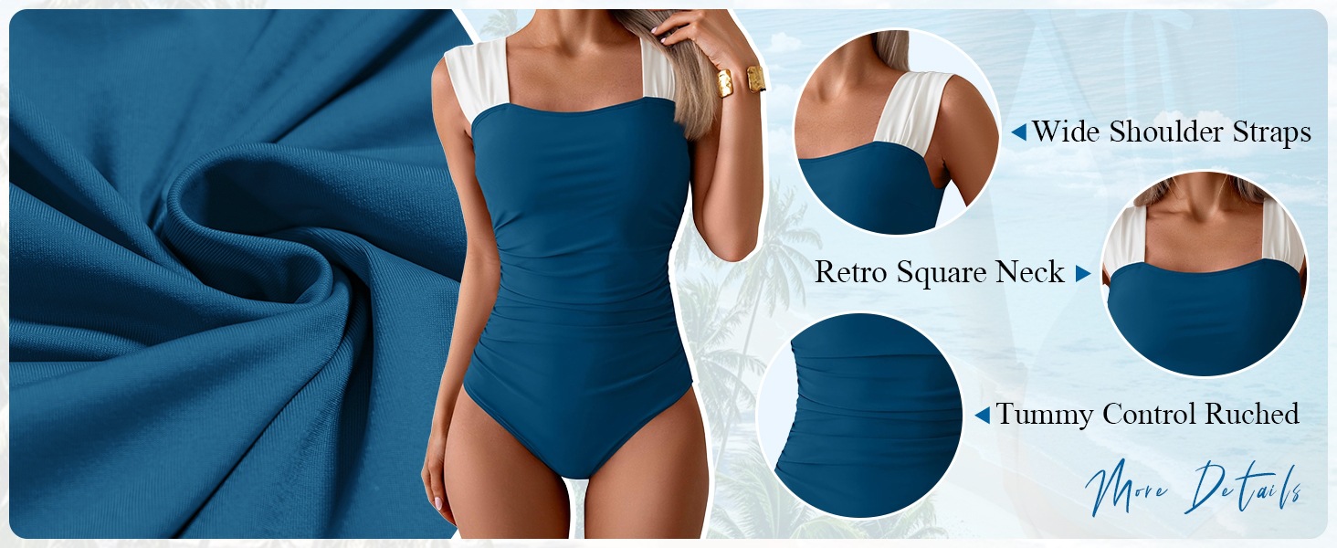 Square Neck One Piece Swimsuit