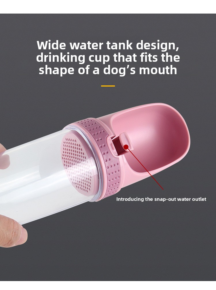 Dog water bottle with slow feed bowl 500ml leakproof dual function