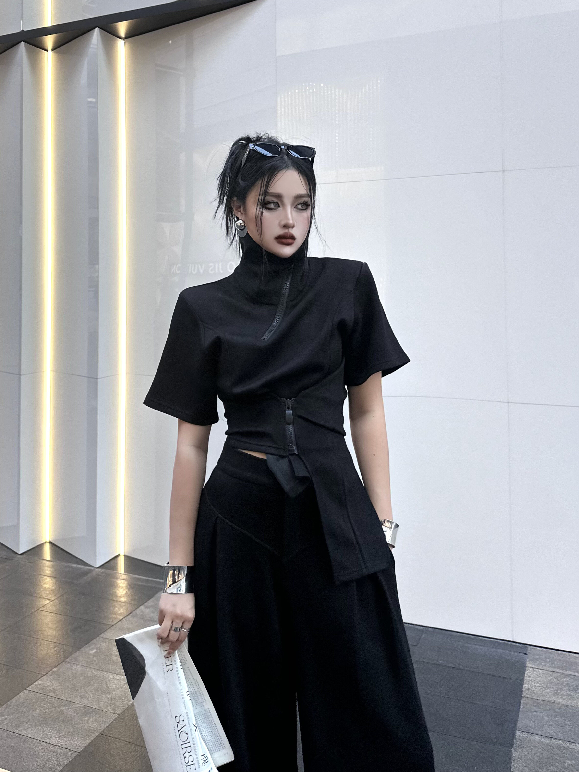 Slimming Wide-Leg Pants Durable Nylon PU Leather Travel Laptop