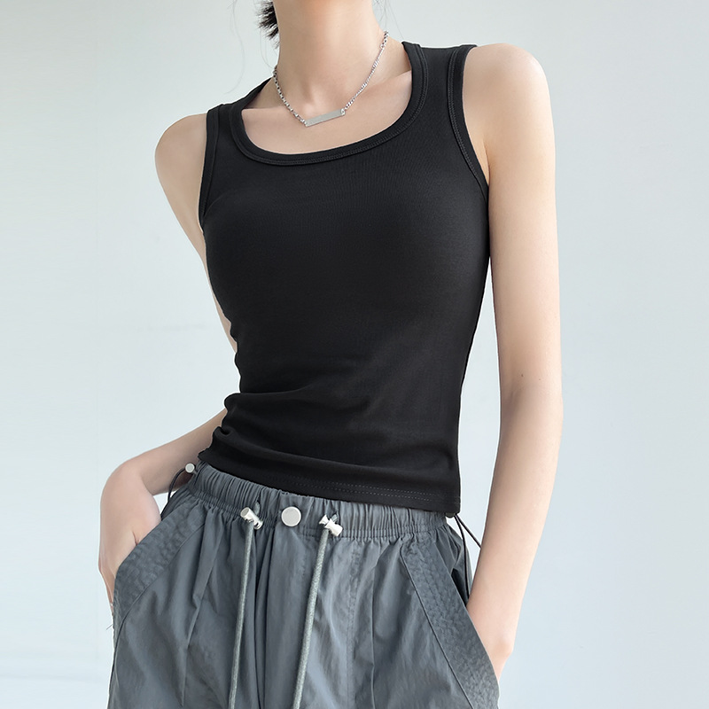 Womens Sleeveless Cotton Back Strap Top Breathable Stretchy Fitted