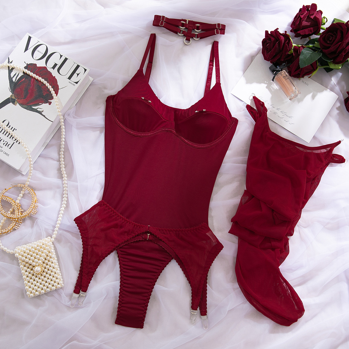Shapewear Bodysuit Set Slimming Lifting Mesh Breathable 4-Piece