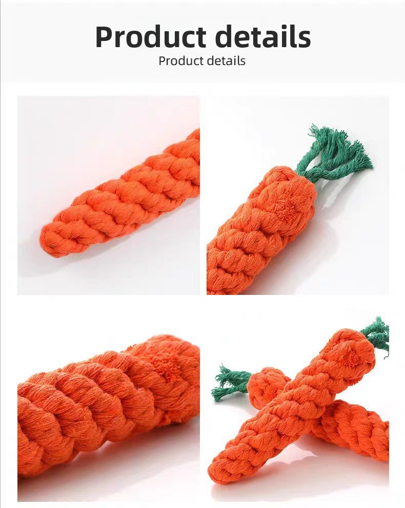 Cotton rope dog chew toy packing list carrot design