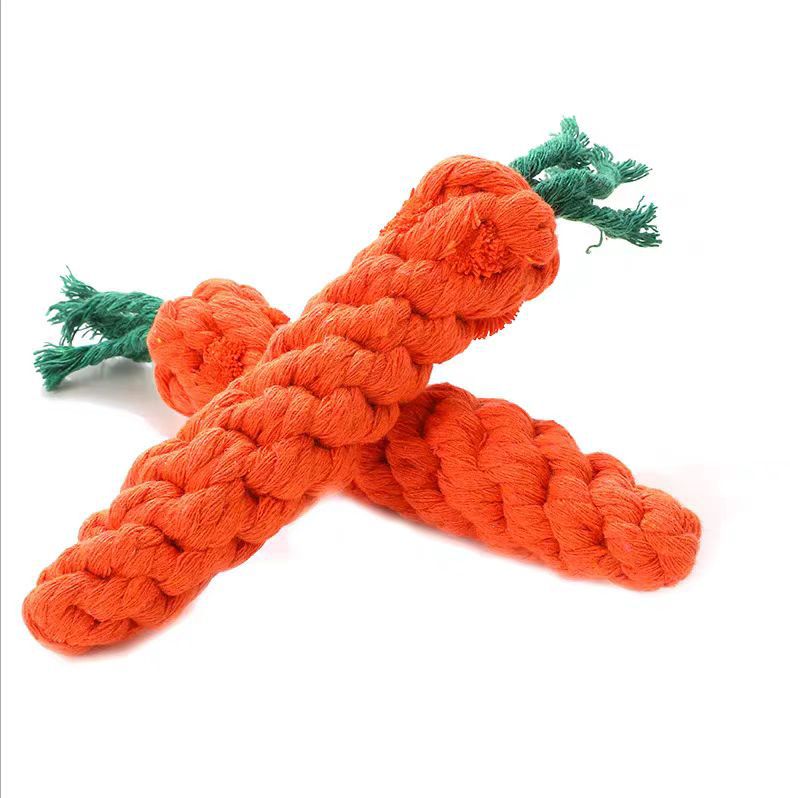 Cotton rope carrot dog toy suitable puppies large breeds