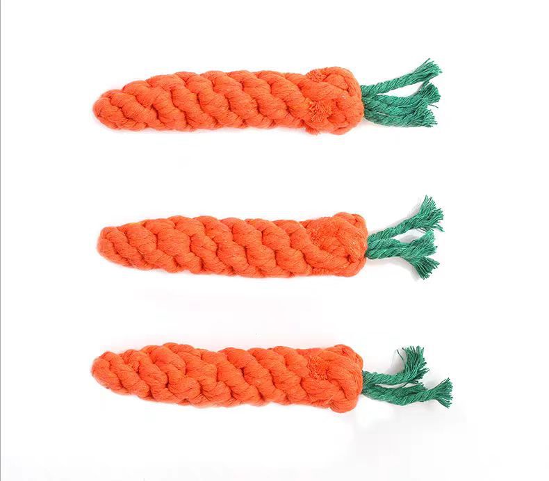 Dog chew rope toy carrot knot interactive play bored dogs