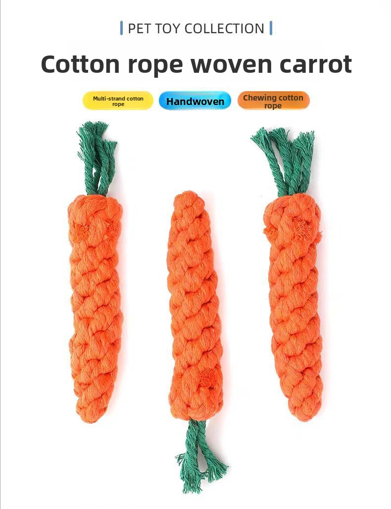 Rope dog toy for tough chewers carrot knot safe non-toxic cotton