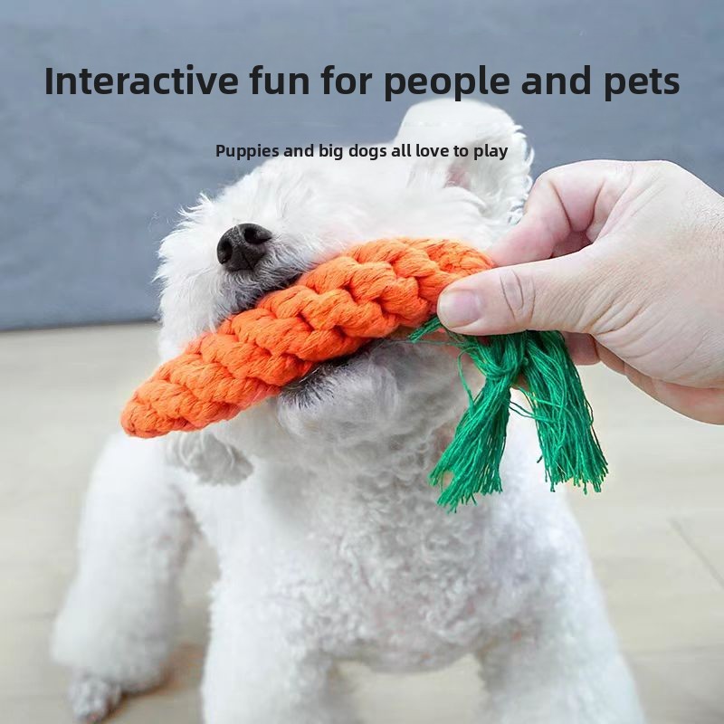 Rope chew dog toy carrot knot design dental teeth cleaning