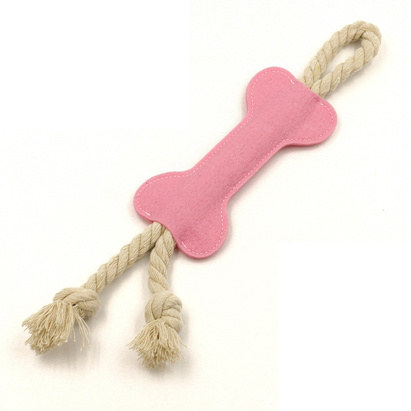 Felt dog bone toy colour options orange red yellow black pink blue
