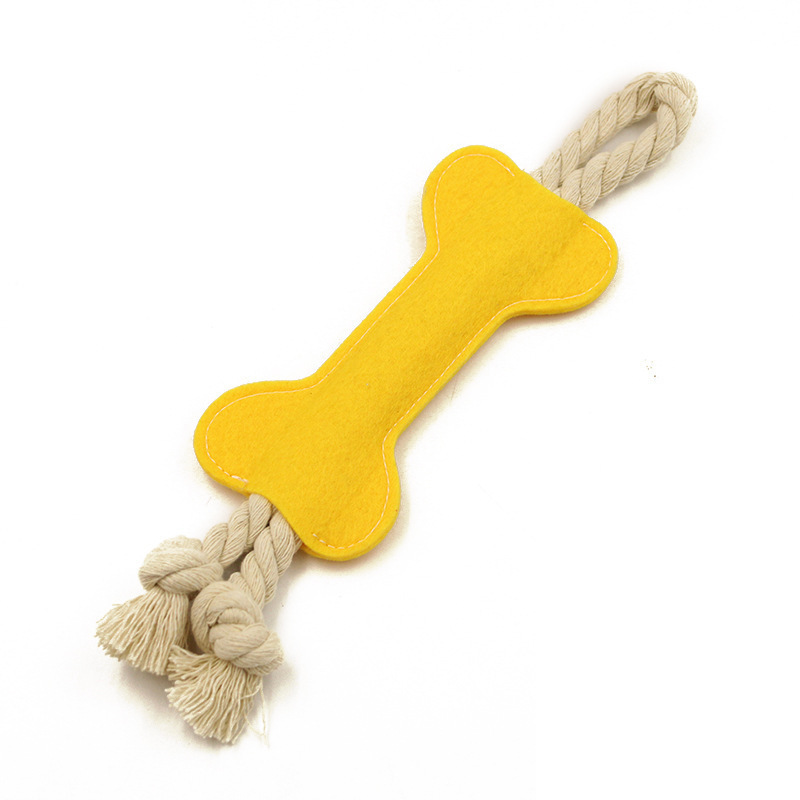 Felt chew dog toy dental health teeth cleaning bone shape
