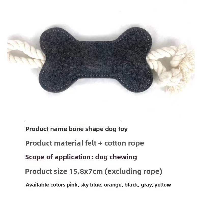 Felt bone dog chew toy for bored dogs and older dogs