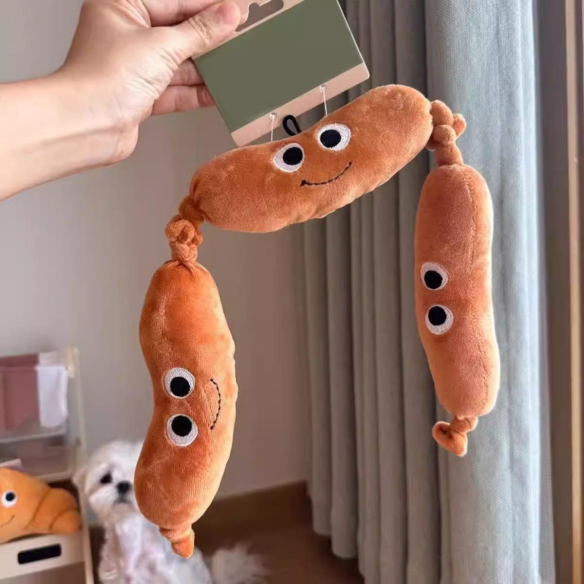Plush sausage dog chew toy specifications weight and material