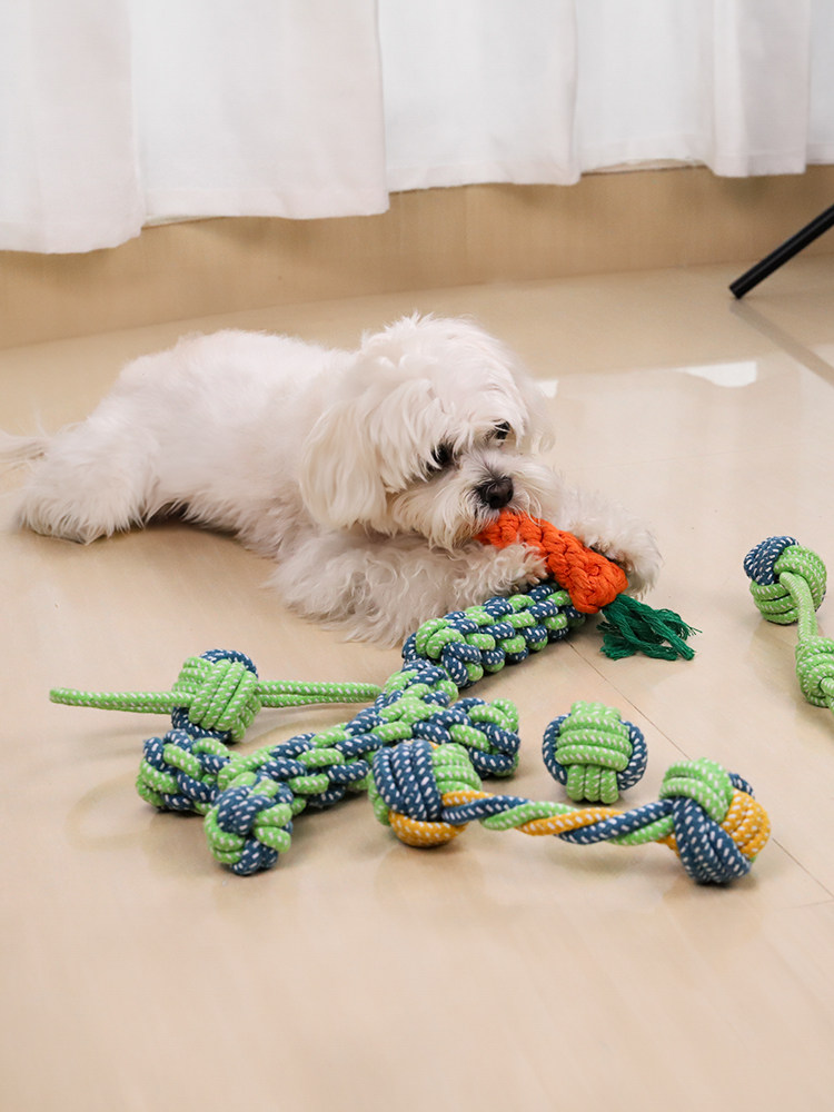 Dog chew toy set packing contents cotton rope bundle