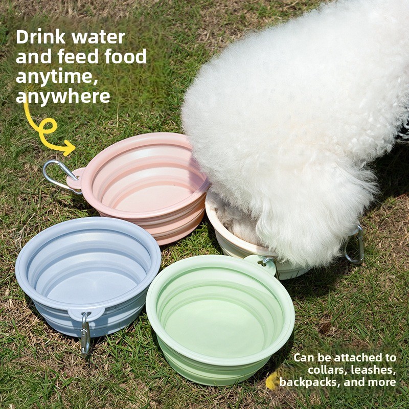 Collapsible dog bowl specifications 350ml 1000ml silicone colours