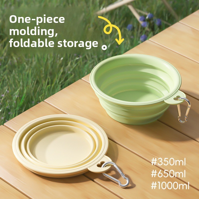 Portable collapsible silicone dog bowl for travel outdoor hiking