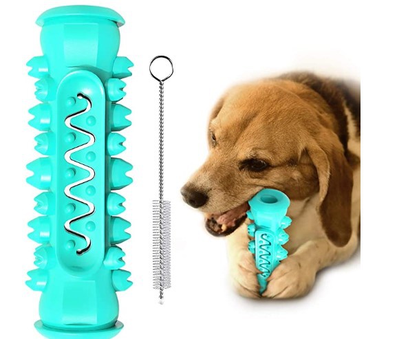Dog dental chew toy TPR for powerful chewers with cleaning brush