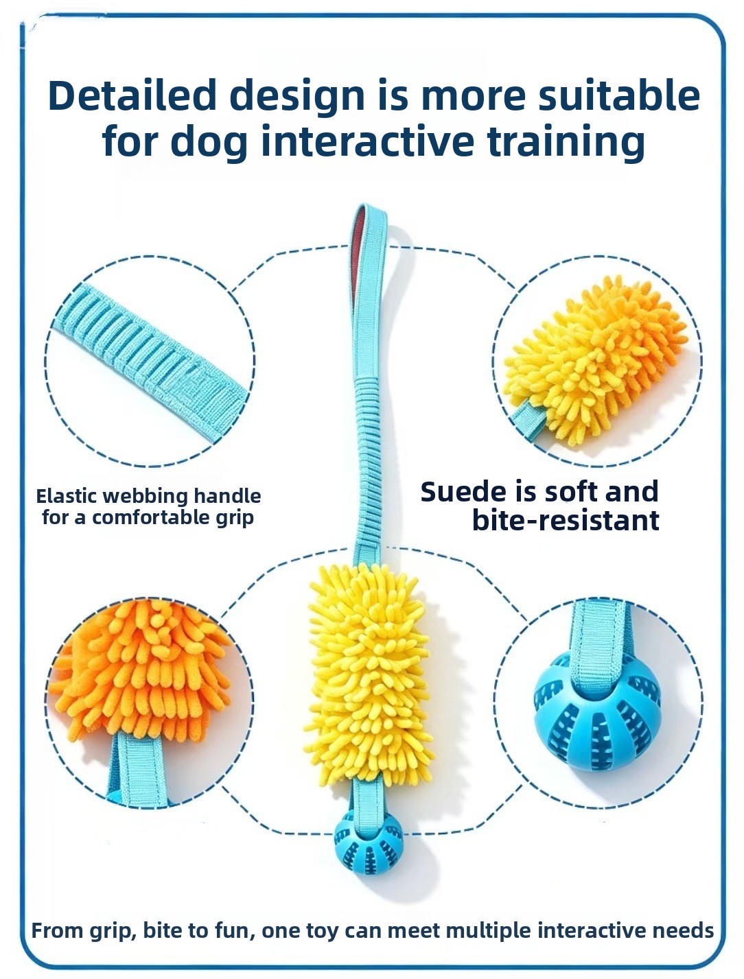 Plush dog chew toy with pull rope and squeaker in red