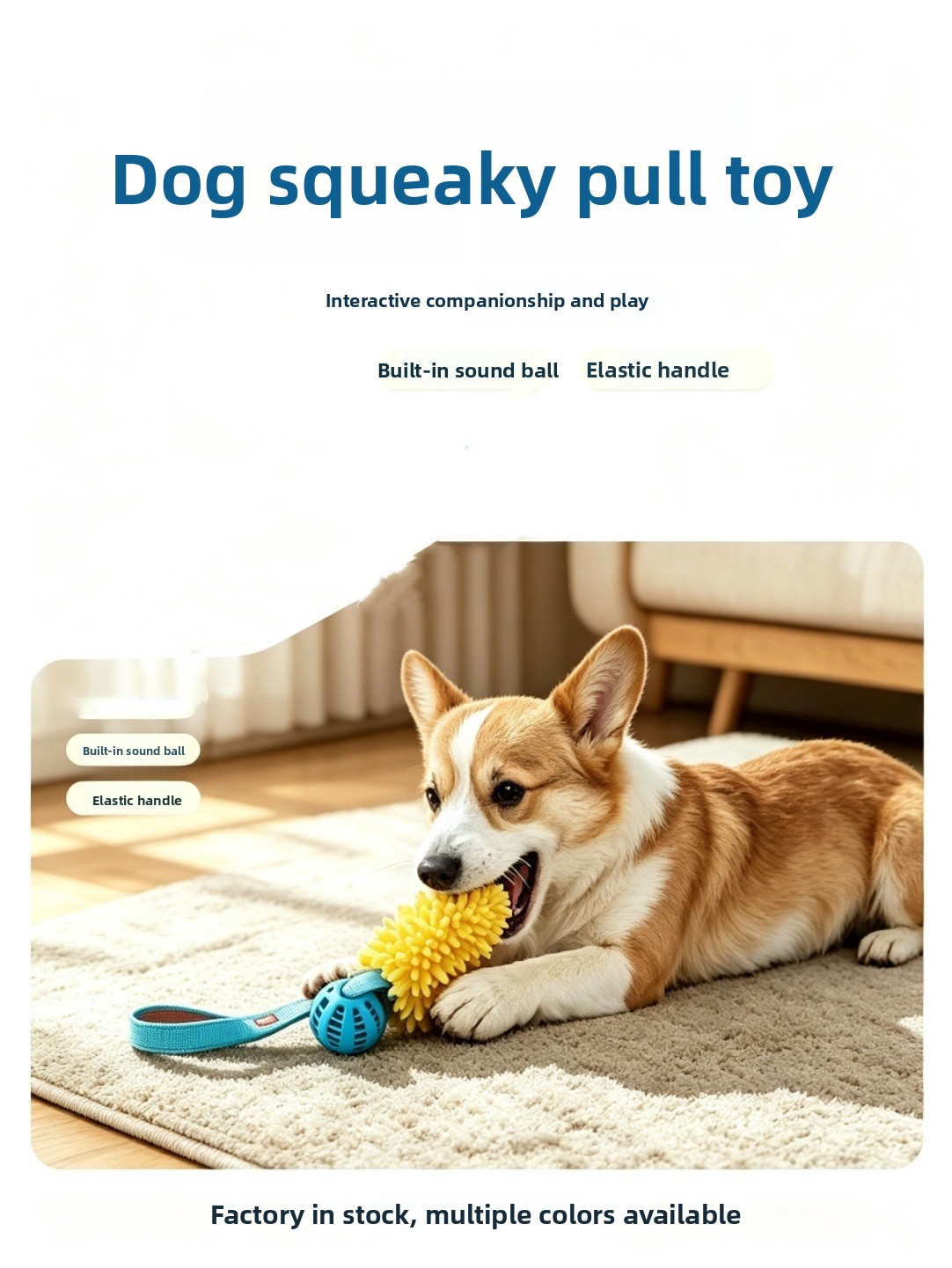 Dog playing with plush rope squeaker toy interactive play