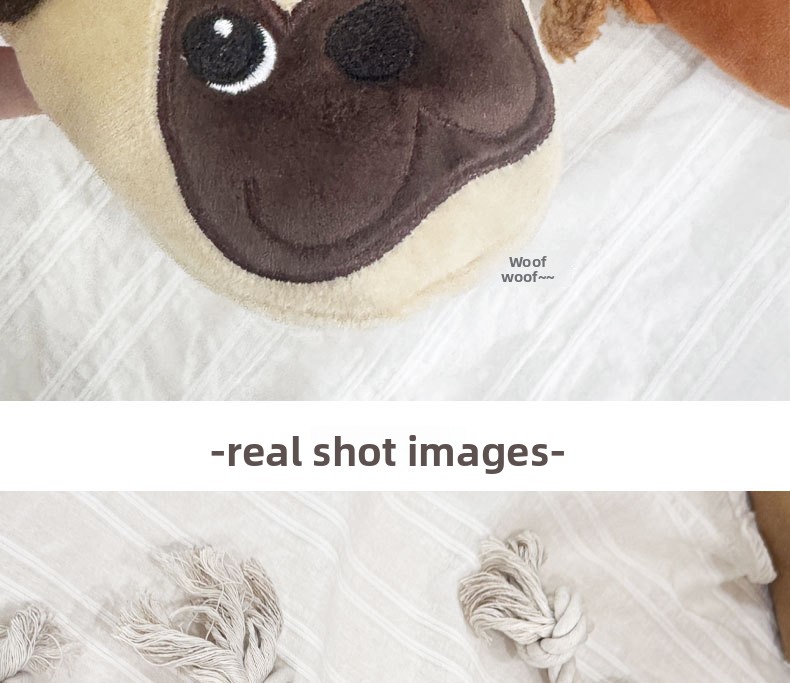 Realistic puppy slipper dog toy lifestyle photo