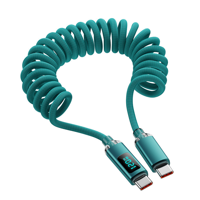 120W USB-C to USB-C Fast Charging Cable with Digital Display & Braided Design
