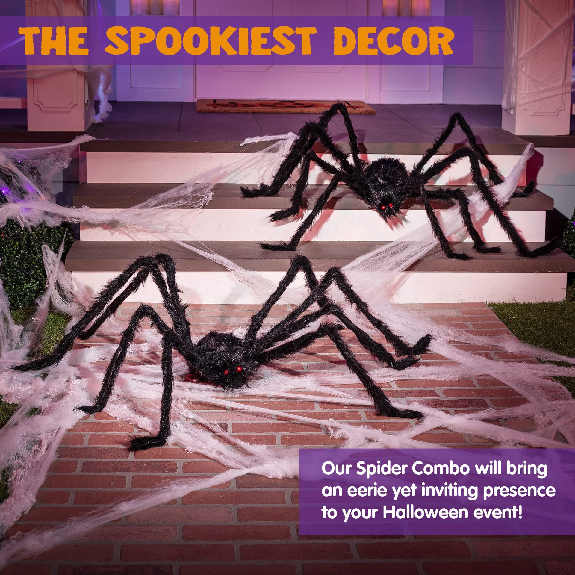 Halloween Plush Spider and Web Decoration - product details