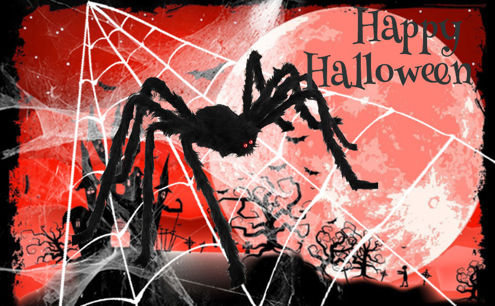 Halloween Plush Spider and Web Decoration - product details