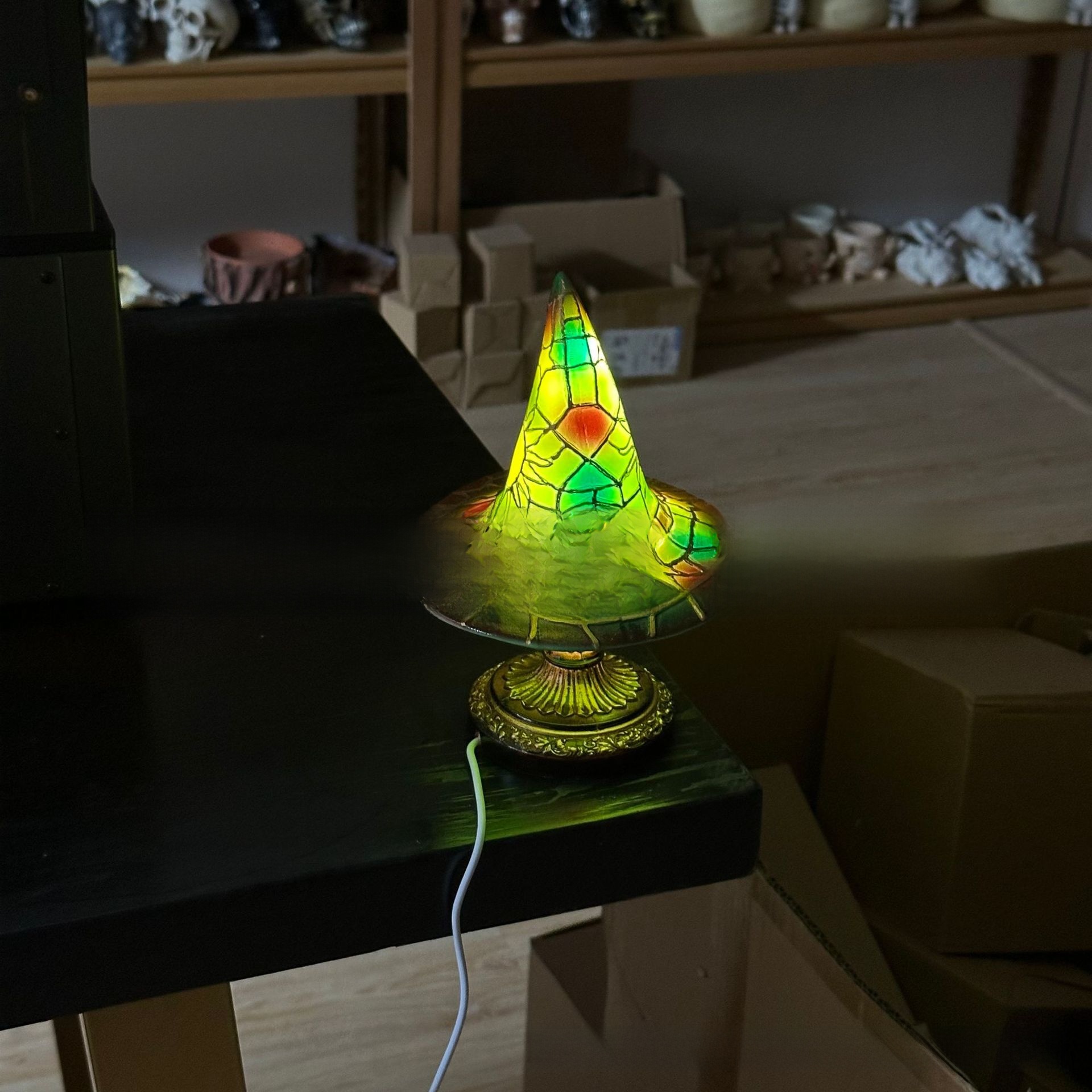Resin Gothic Halloween Witch Hat Night Light - product details