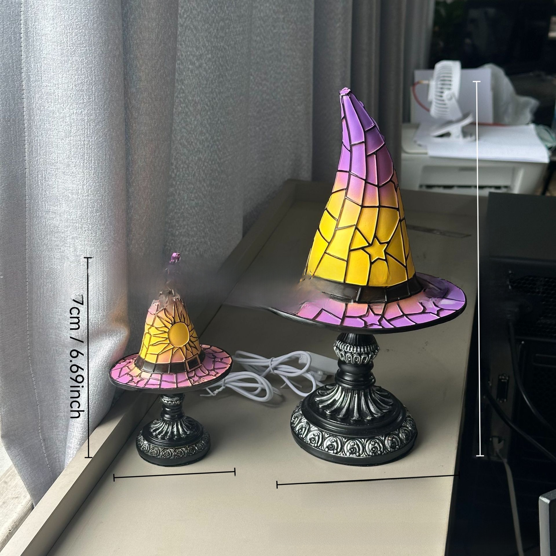 Resin Gothic Halloween Witch Hat Night Light - product details
