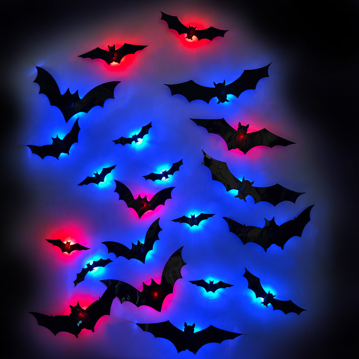 Halloween Flashing LED Bat Wall Stickers - PVC - product details