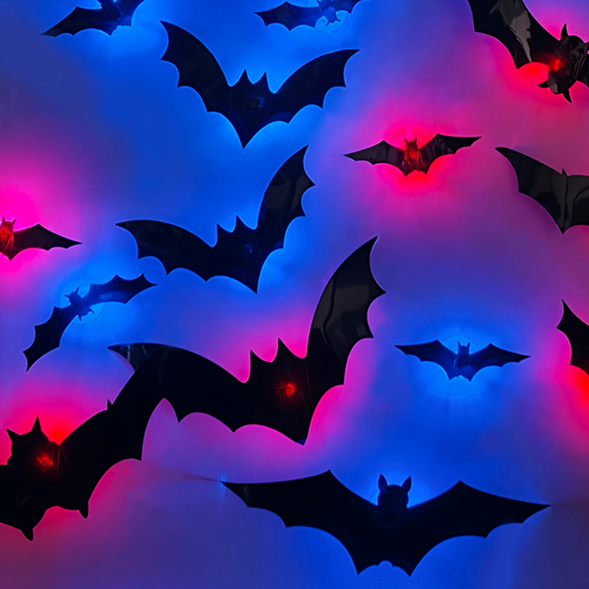 Halloween Flashing LED Bat Wall Stickers - PVC - product details