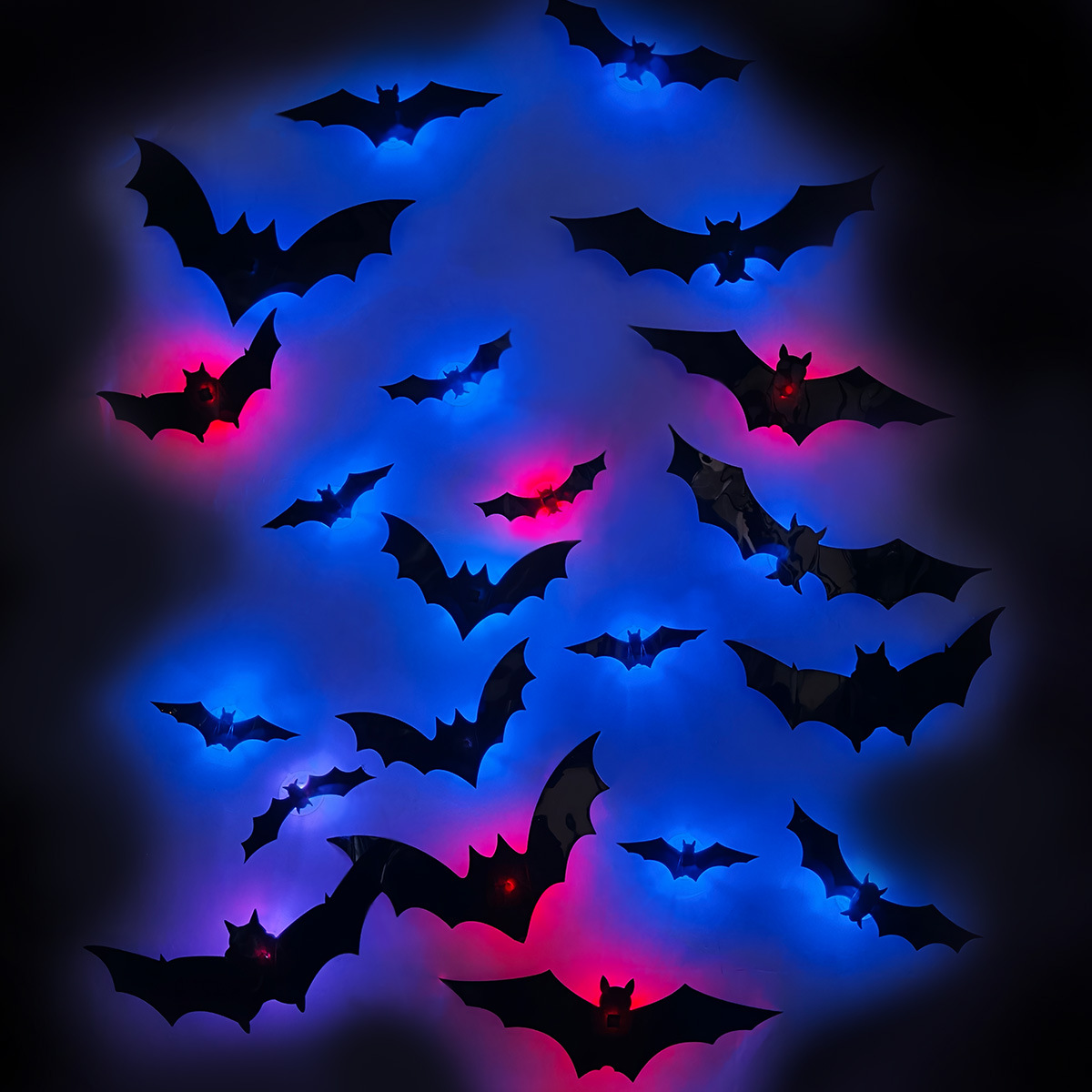 Halloween Flashing LED Bat Wall Stickers - PVC - product details