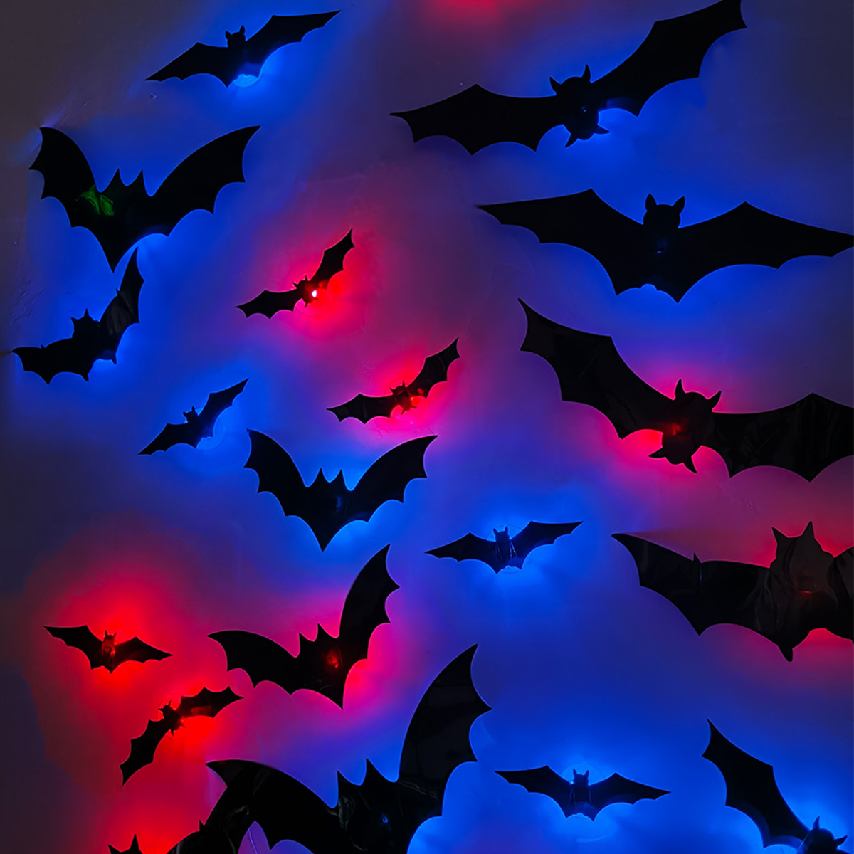 Halloween Flashing LED Bat Wall Stickers - PVC - product details